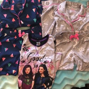 2 pajamas sets and a dressing gown